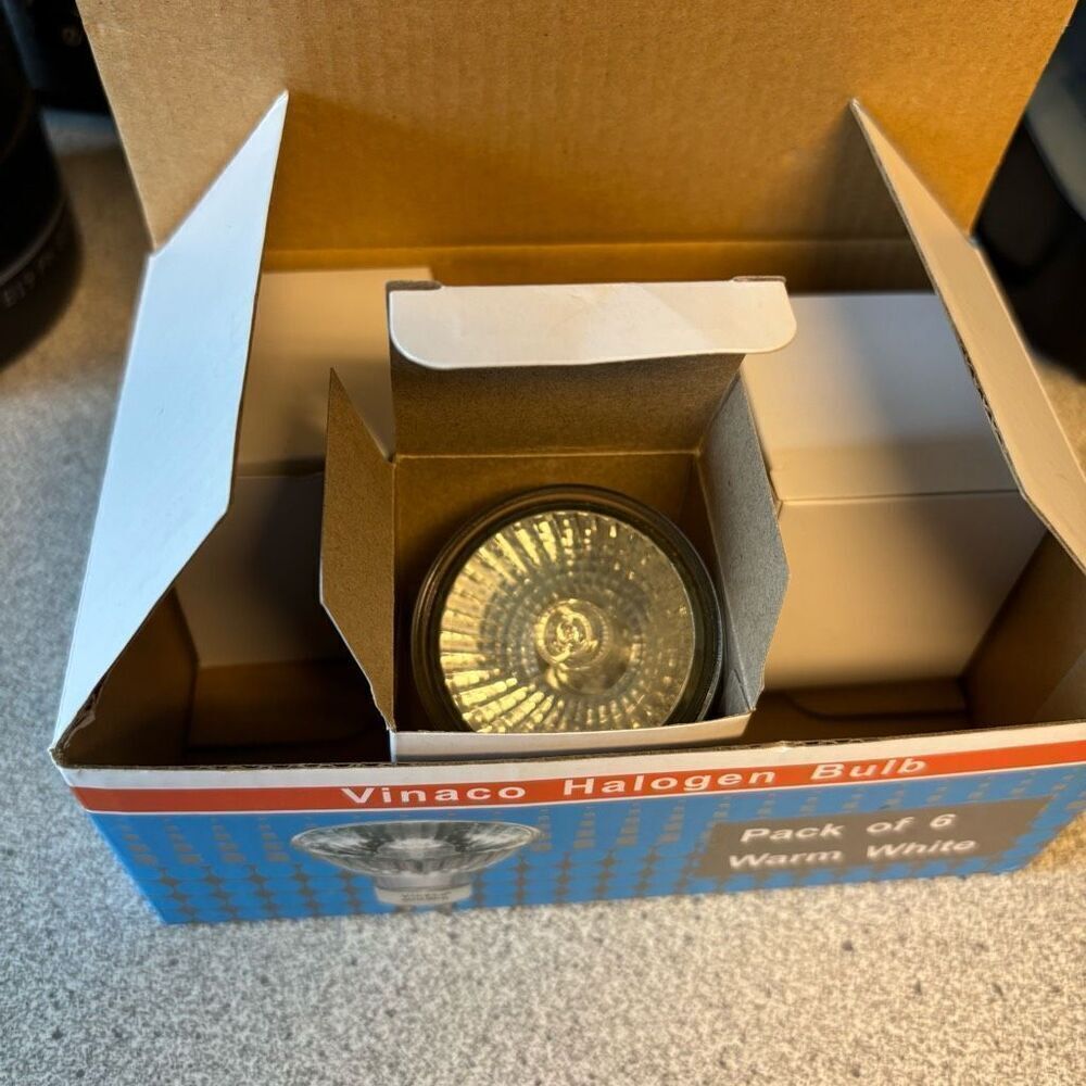 Box Of 3 Vinaco MR16 GU10 Base Halogen Warm White Bulbs *Read*